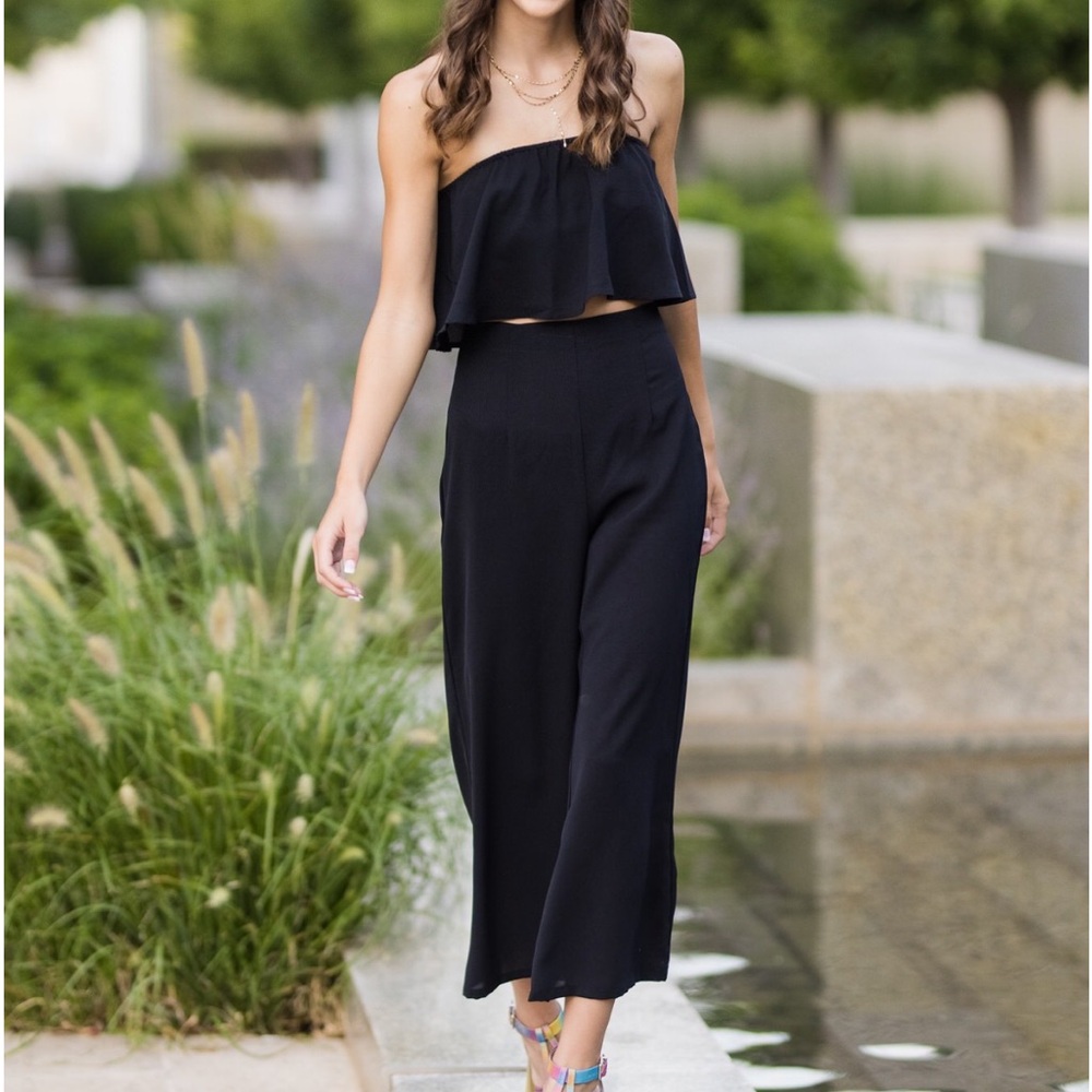 Superdown Black Strapless Jumpsuit